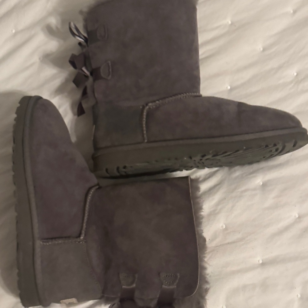 UGG Women's Gray Winter Boots with Bows
